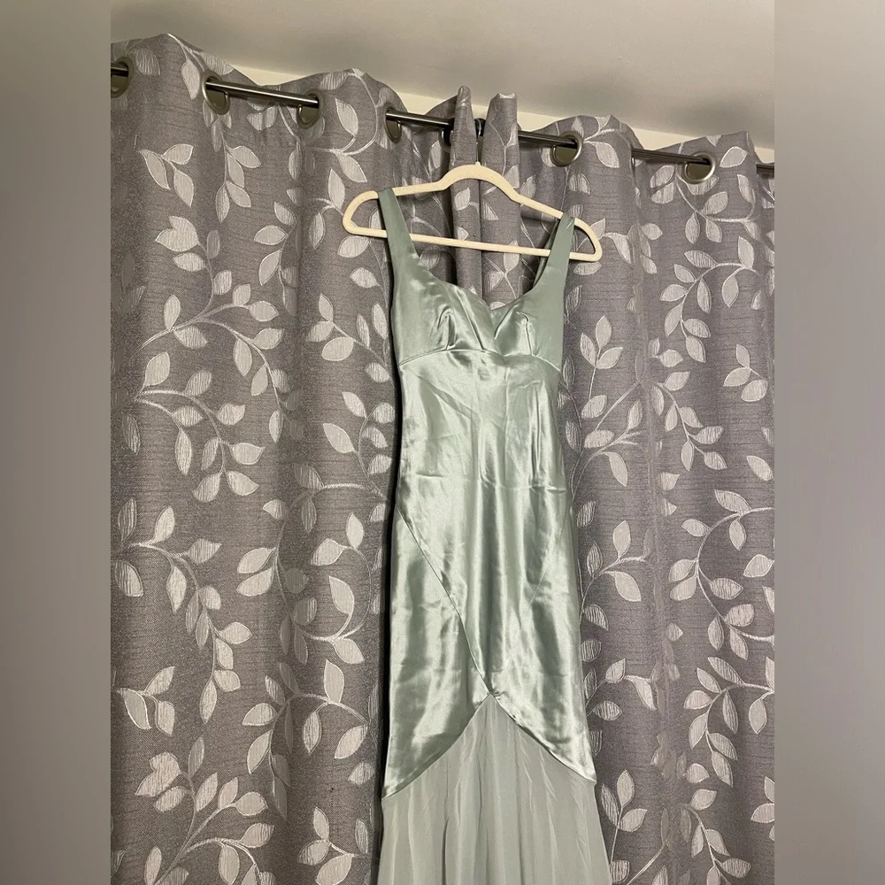 House of CB Vittoria Pistachio Chiffon Floor Length Gown - Picture 8 of 11